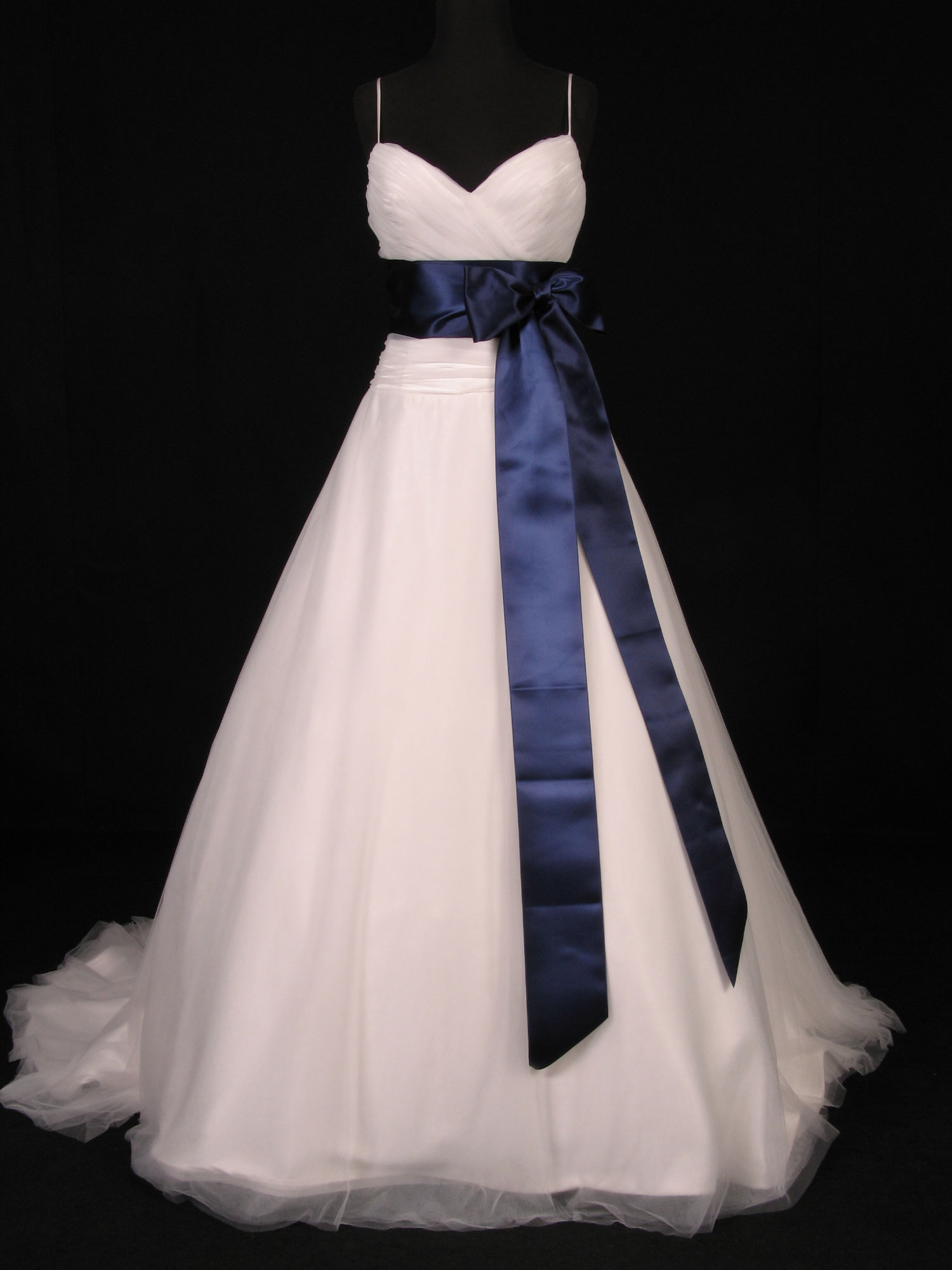 Navy Double Faced Satin Ribbon Sash Belt - Your Dream Dress