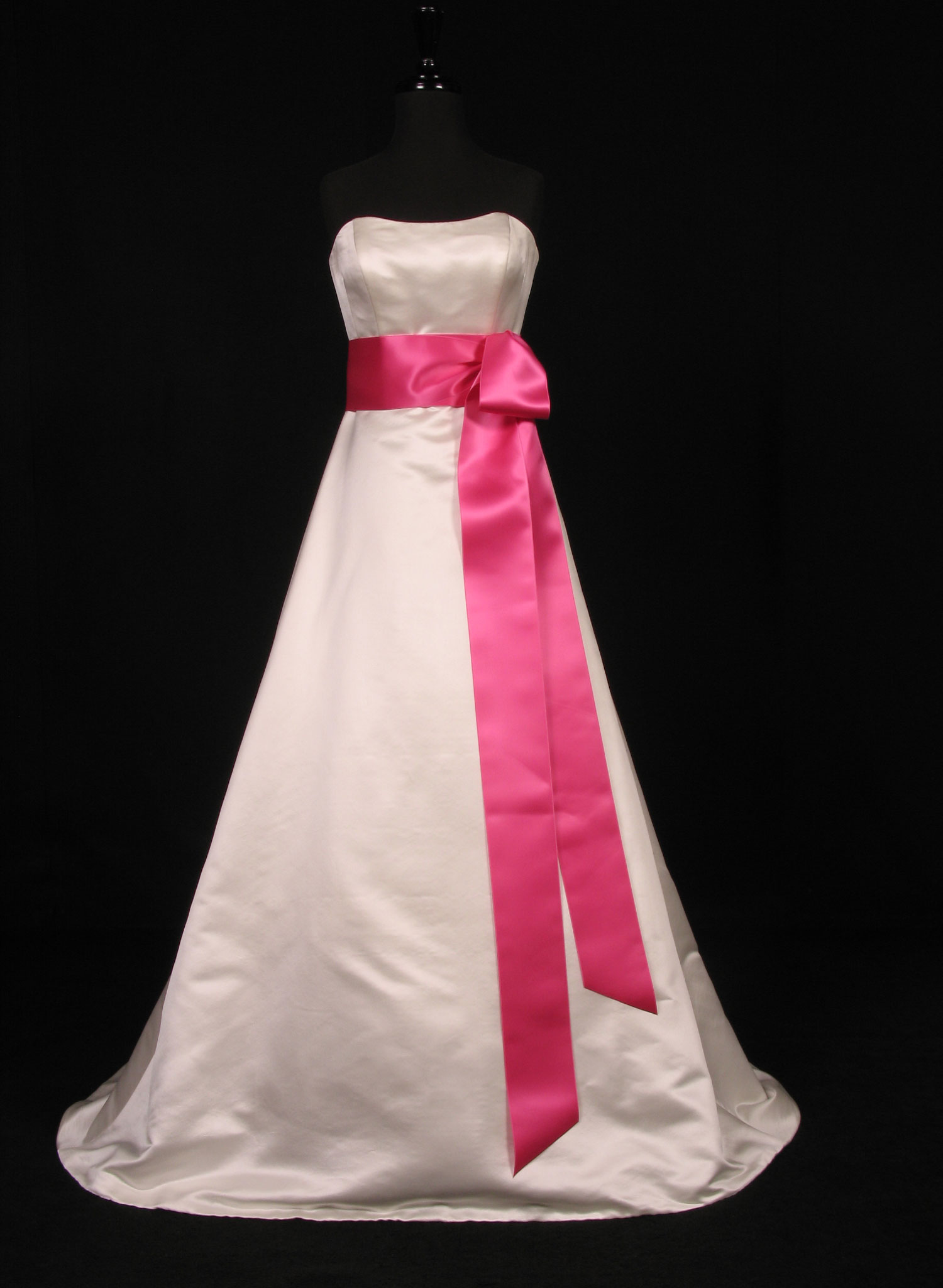 Hot Pink Ribbon Sash Belt Swiss Double Faced Satin for Wedding Formal Bridal