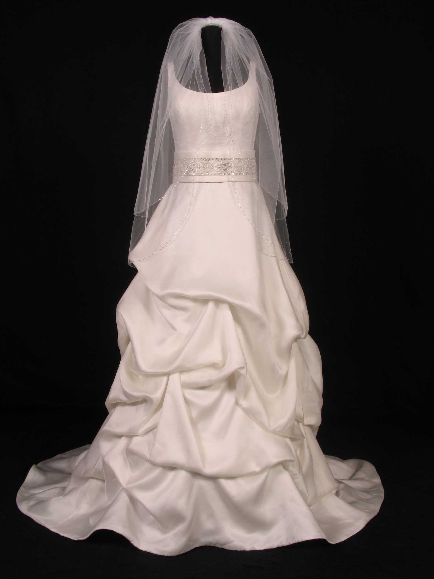 Your Dream Dress Exclusive S5177VL White Waist Length Bridal Veil Silver Beading